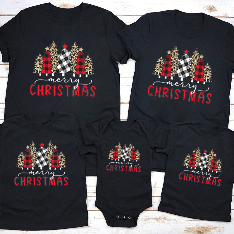 Leopard Print Christmas Tree Matching Shirt For Family