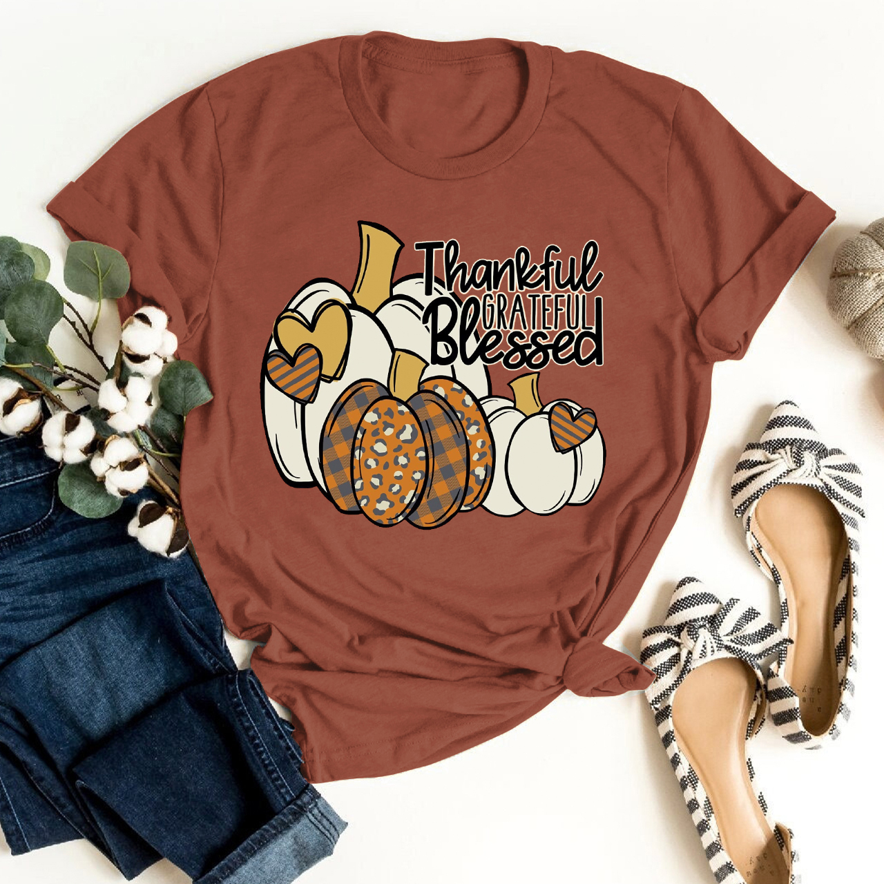 Cheetah Pumpkin Grateful Shirt For Her
