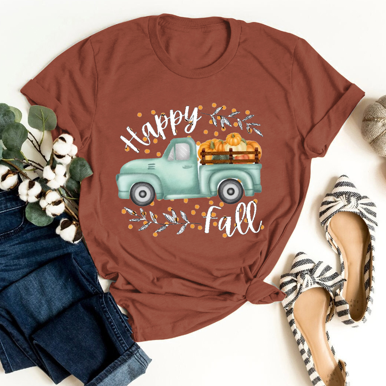 Happy Fall Truck Shirt For Her