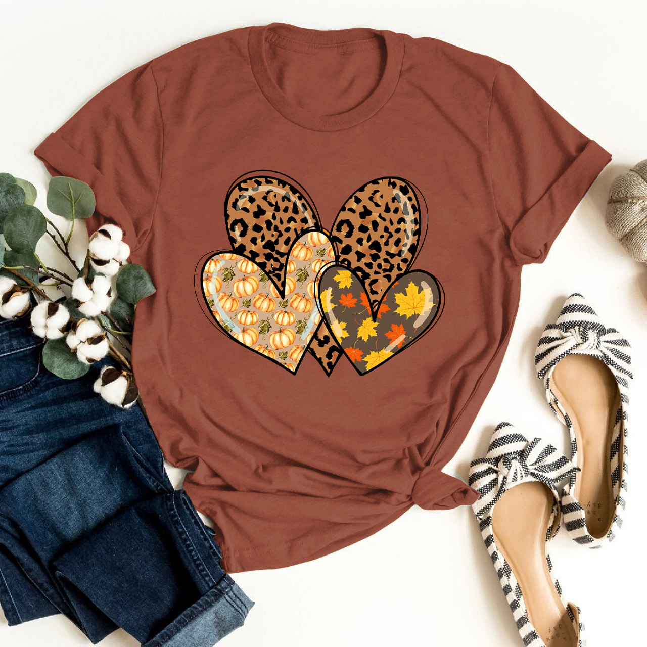 Fall Leopard Hearts Doodle Shirt For Her