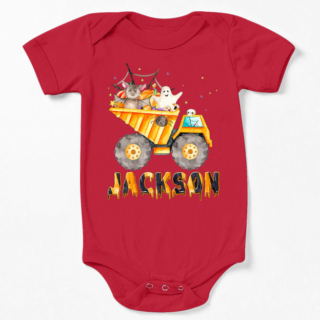 Personalized Dump Truck Halloween Bodysuit For Baby