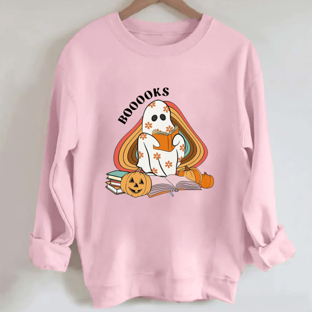 Retro Books Ghost Halloween Sweatshirts