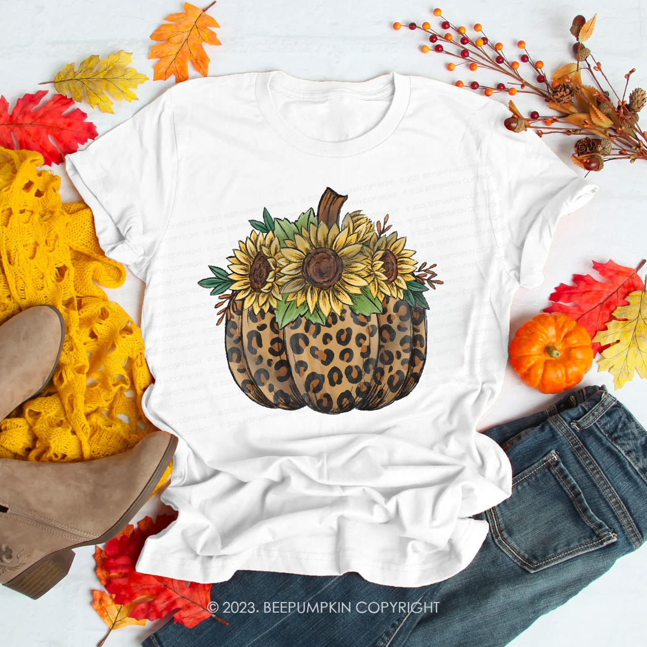 Retro Daisy Fall Pumpkin Shirts