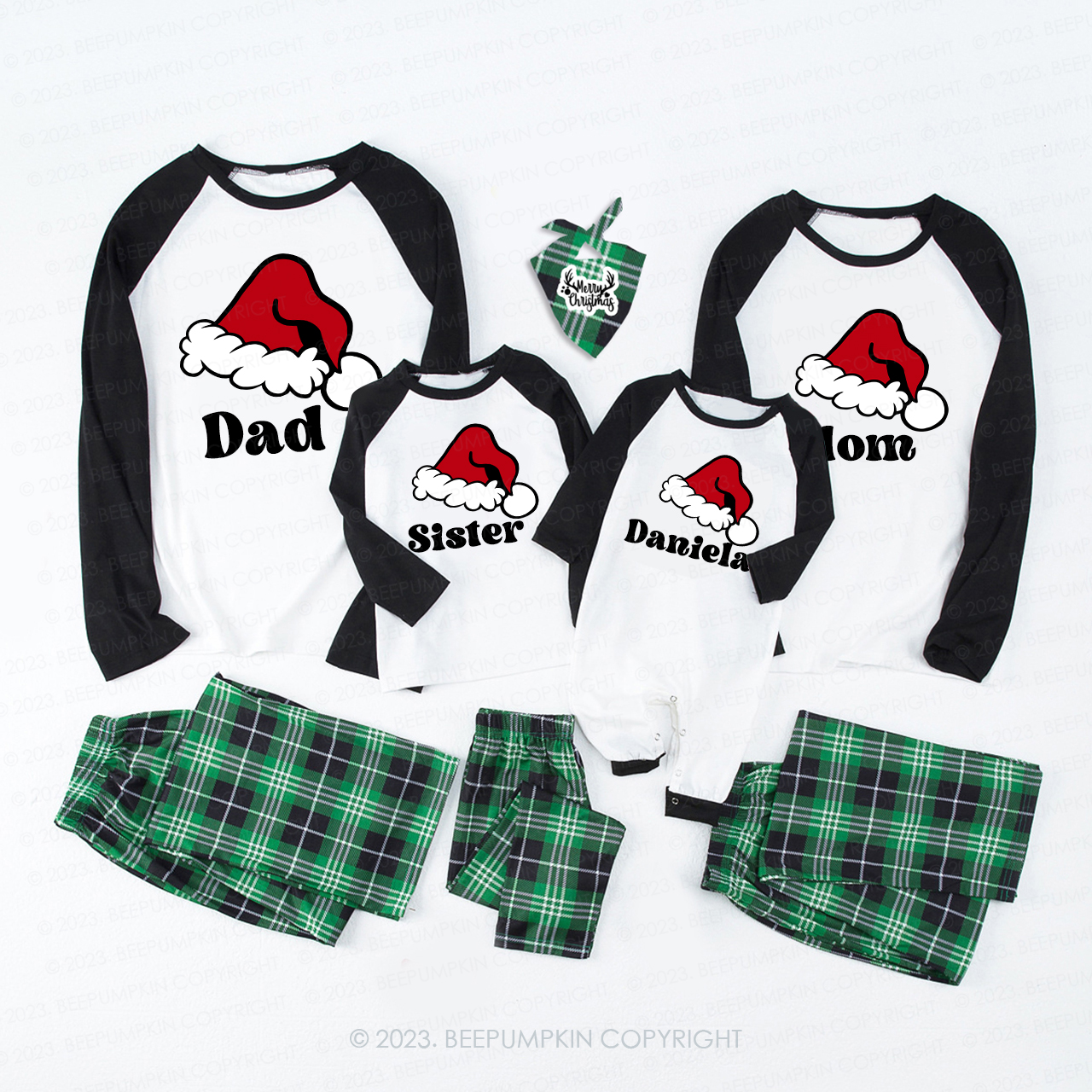 Santa Hat Personalized Matching Family Pajamas