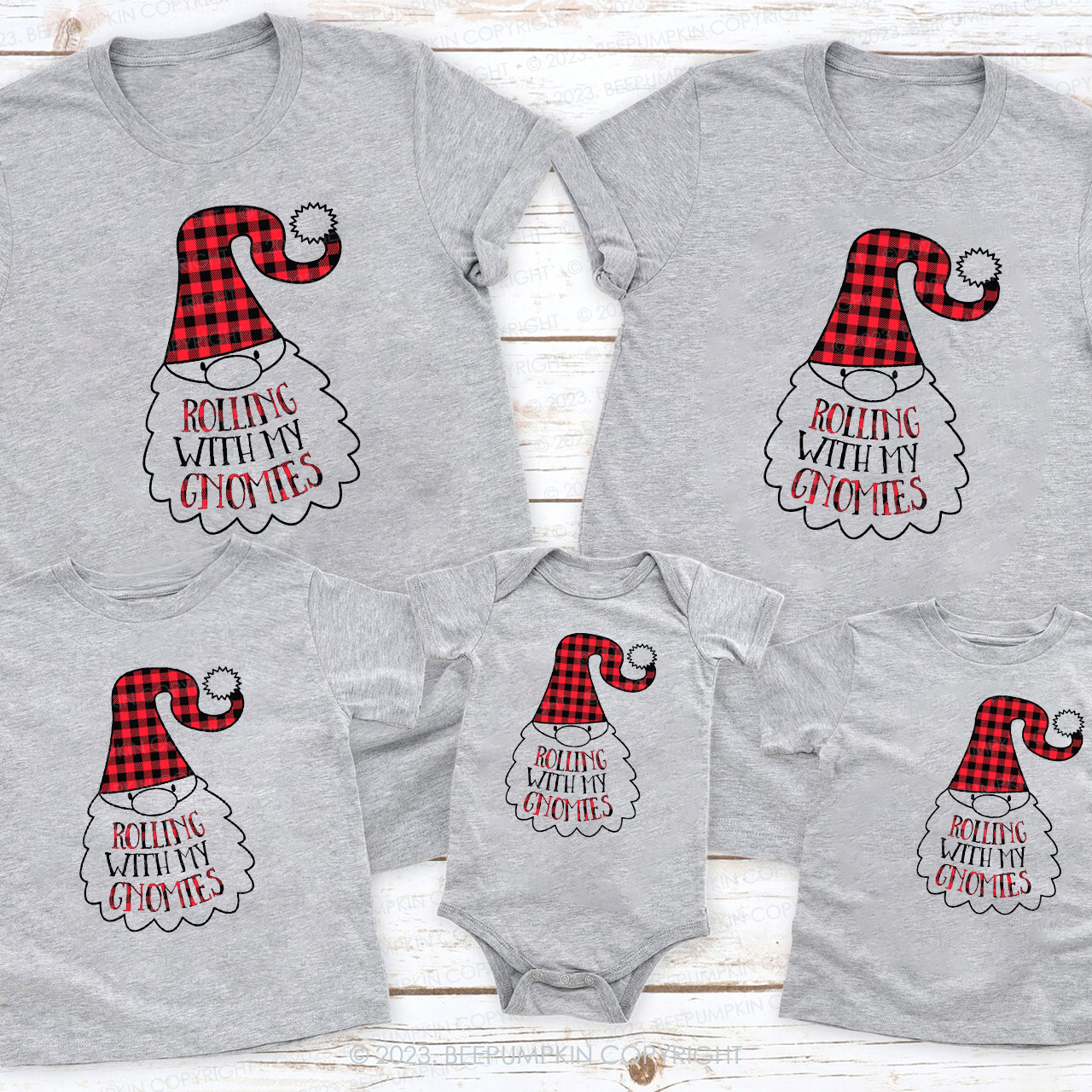 Christmas Gnomes Family Shirts - Rolling With My Gnomies