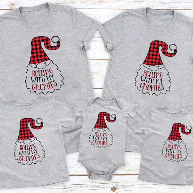 Christmas Gnomes Family Shirts - Rolling With My Gnomies