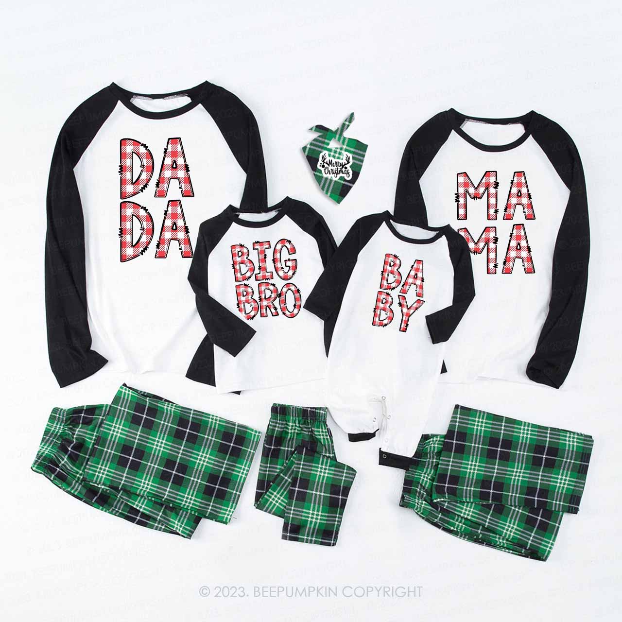Personalized Christmas Plaid Name Matching Family Pajamas Beepumpkin