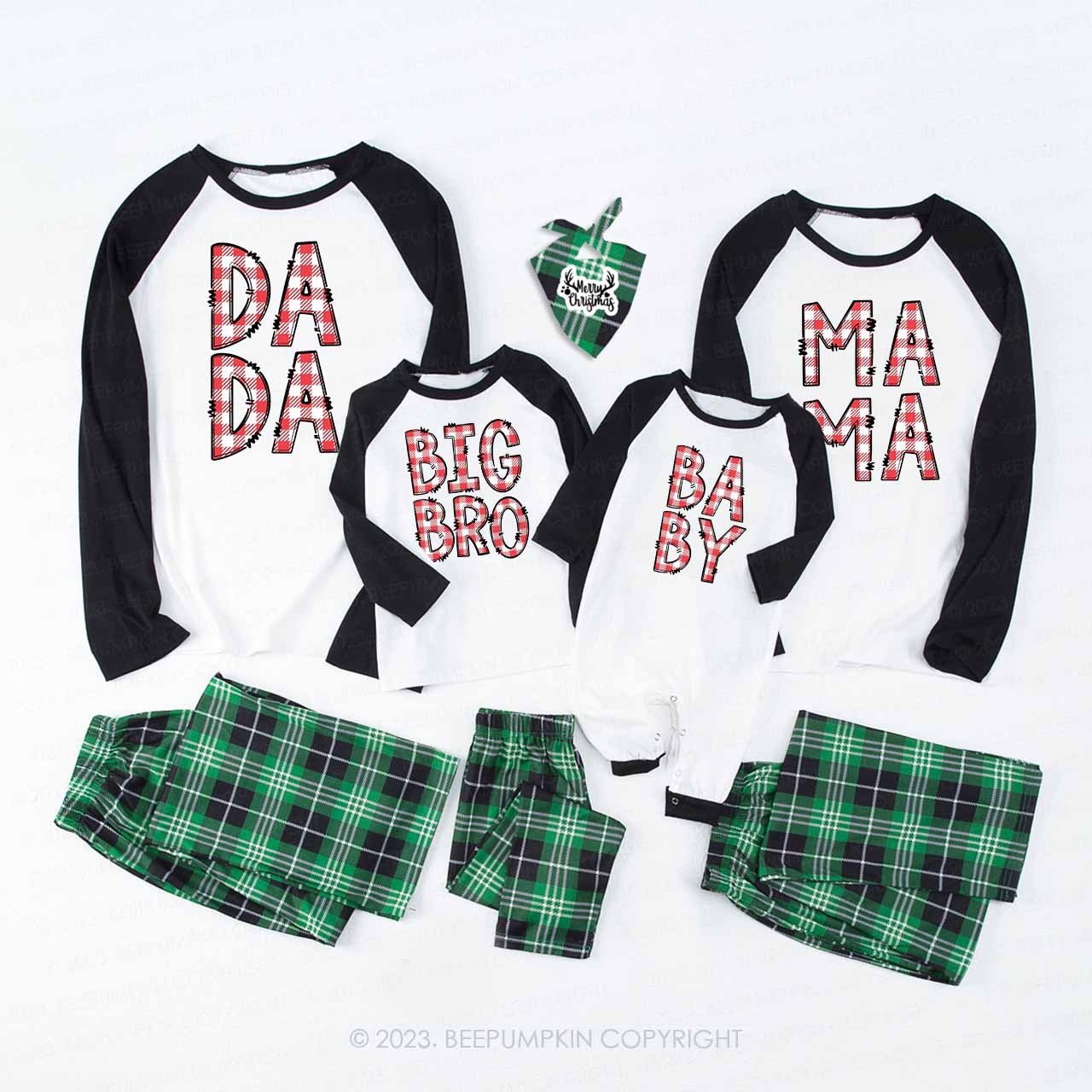Personalized Christmas Plaid Name Matching Family Pajamas Beepumpkin