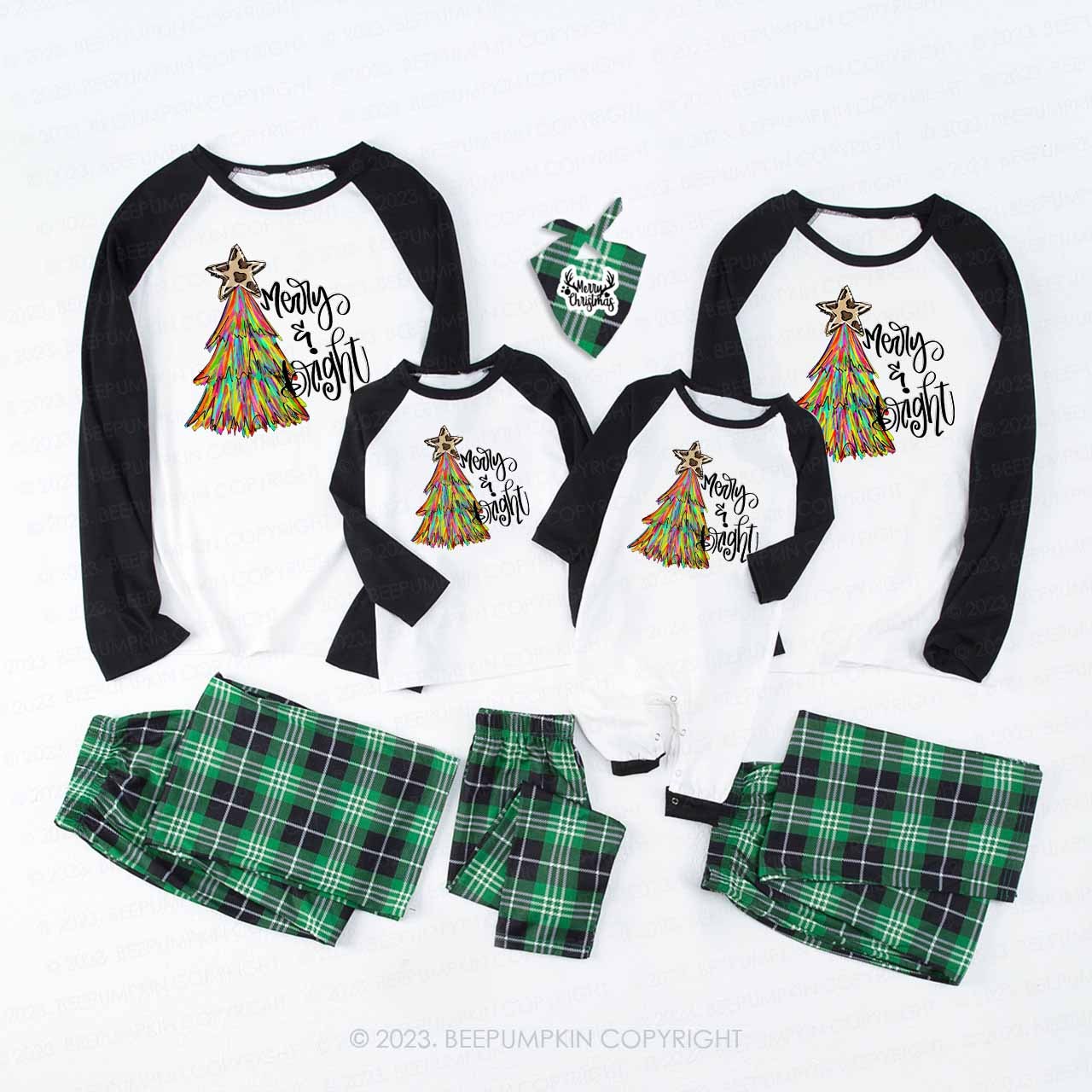 Merry And Bright Christmas Tree Matching Family Pajamas Beepumpkin
