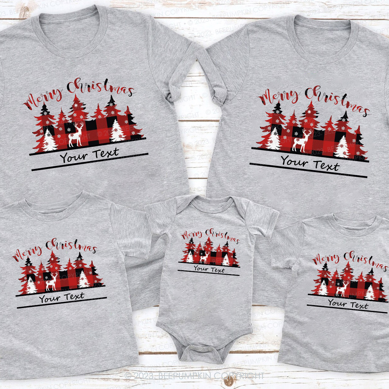 Merry Christmas Plaid Family Matching Shirts Beepumpkin