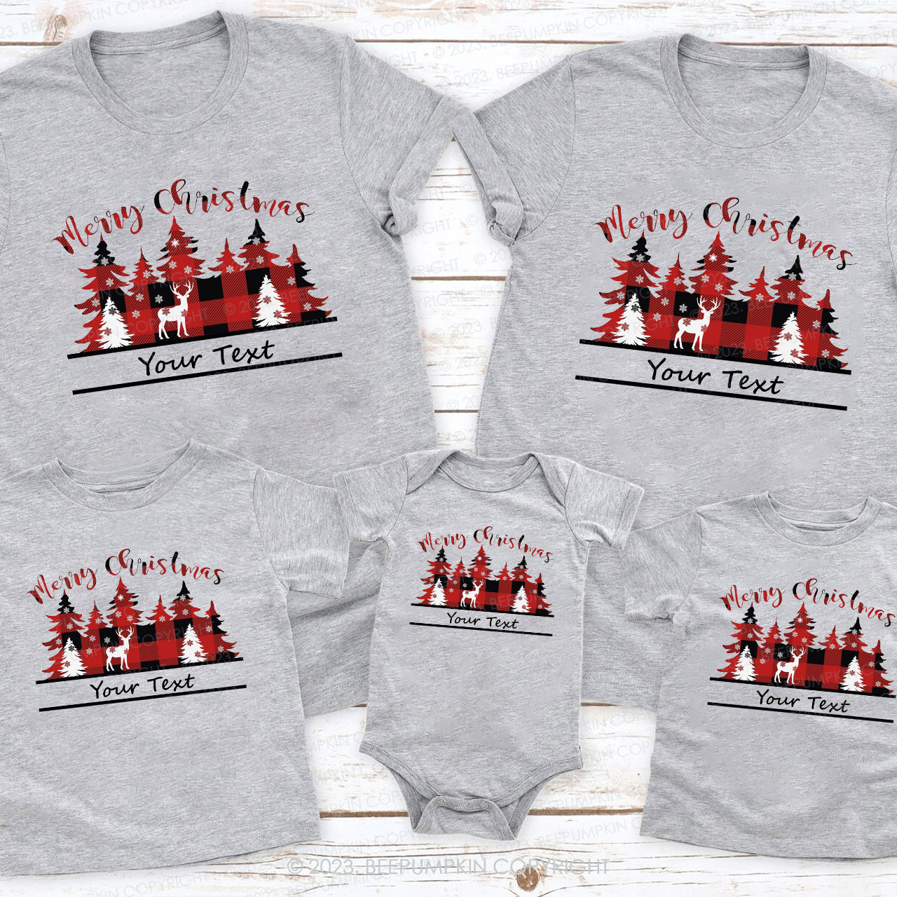 Merry Christmas Plaid Family Matching Shirts Beepumpkin