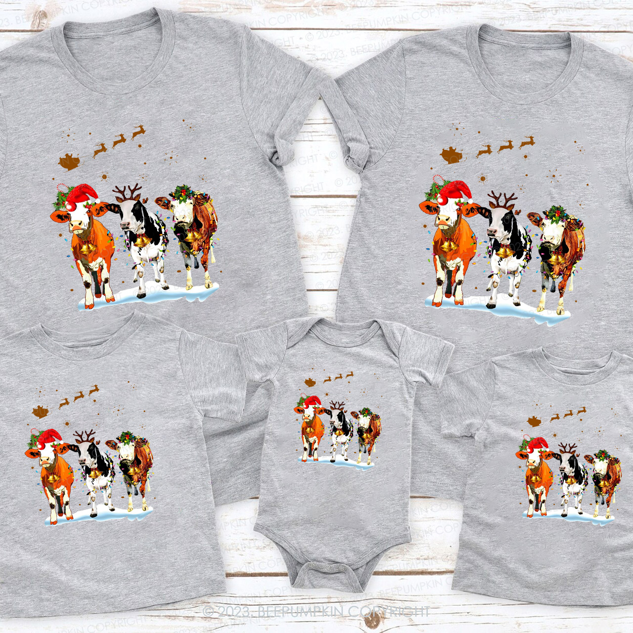 Cute Cow Christmas Family Matching Shirts Beepumpkin