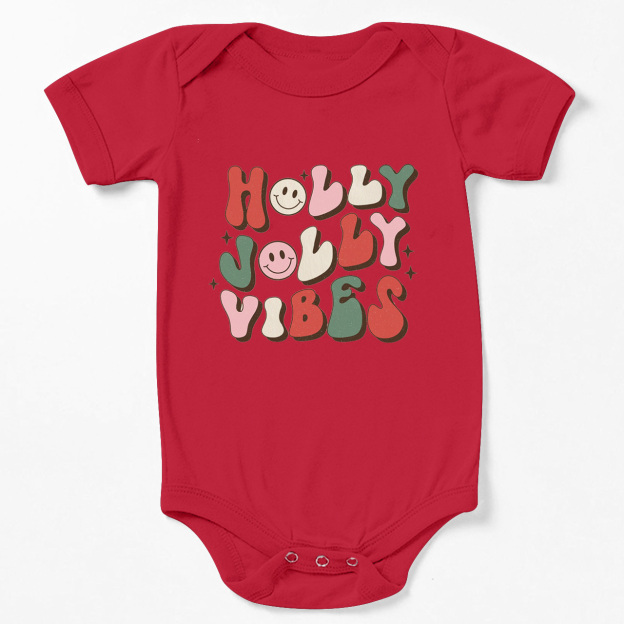 Cute Natural Holly Jolly Vibes Bodysuit For Baby