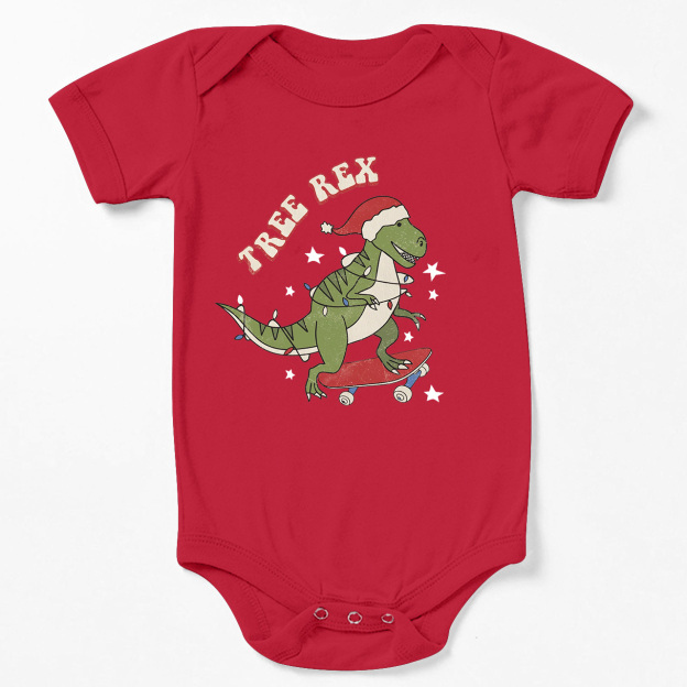 Tree Rex Retro Baby Christmas Bodysuit