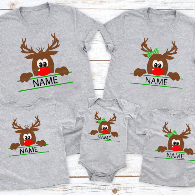 Personalized Reindeer Matching Family Christmas Shirts Beepumpkin
