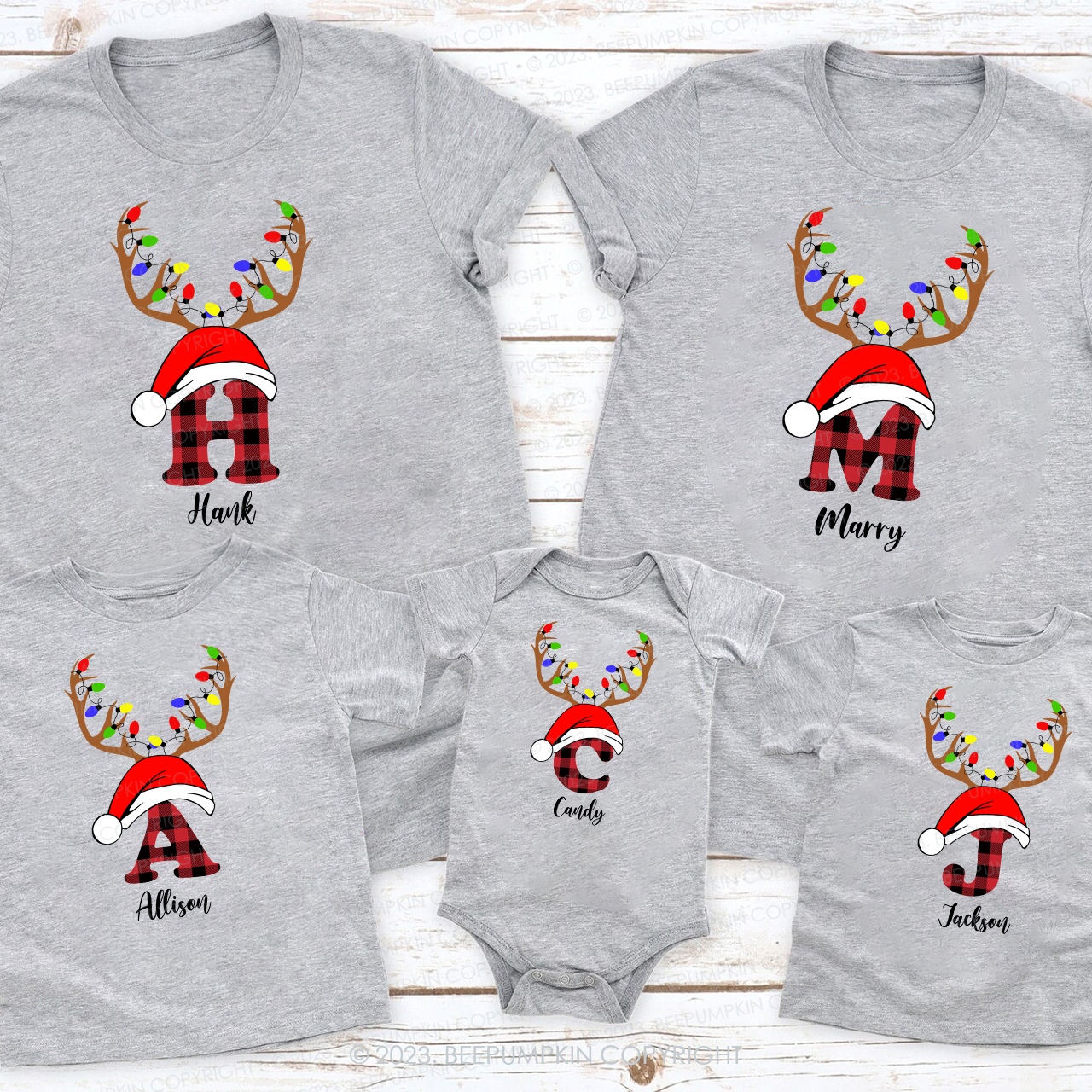 Personalized Buffalo Plaid Monogrammed Christmas Shirts Beepumpkin