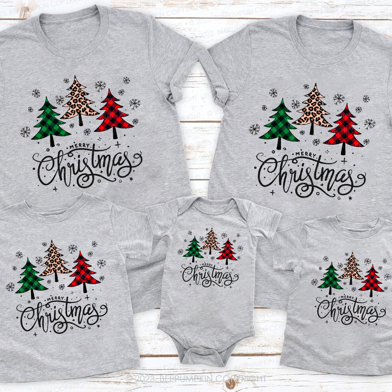 Leopard Print Christmas Tree Family Matching Shirts Beepumpkin