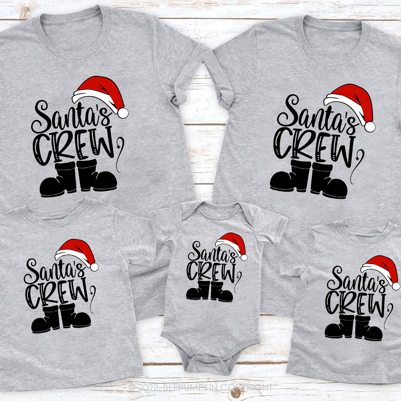 Santa's Crew Christmas Crew Family Matching Shirts Beepumpkin
