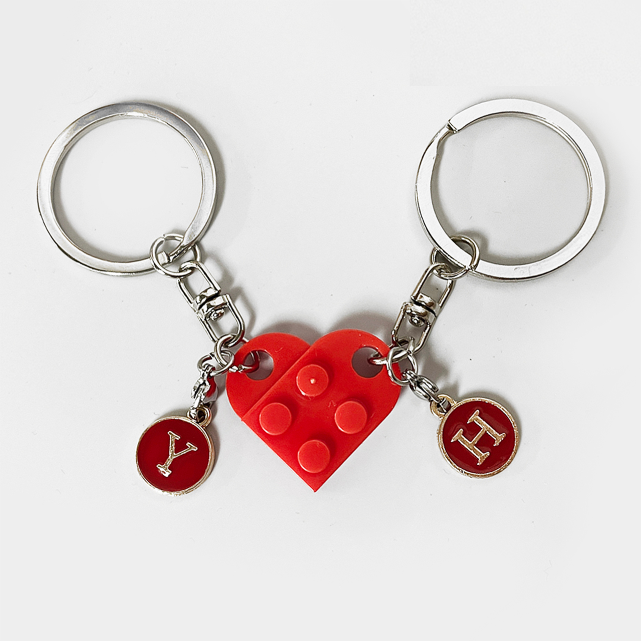 INITIALS Matching Heart Keychain Set 