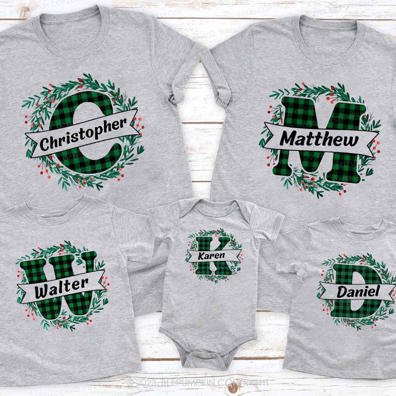 Monogrammed Christmas Family Matching Shirts Beepumpkin