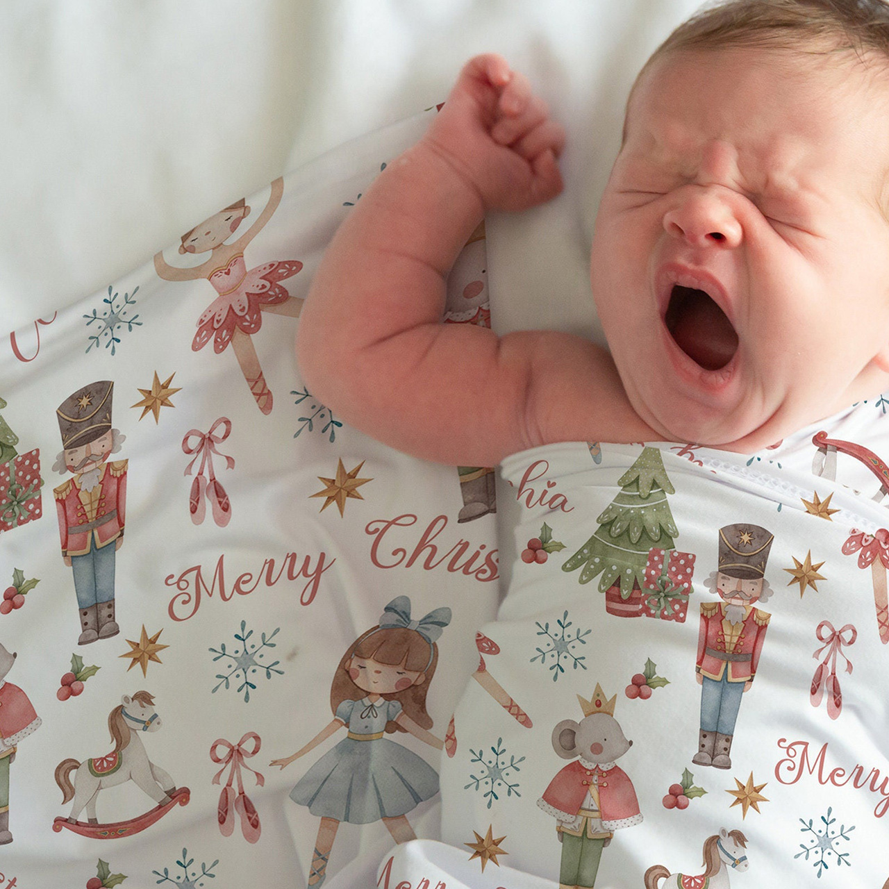 Personalized Nutcracker Christmas Flannel Blanket Beepumpkin