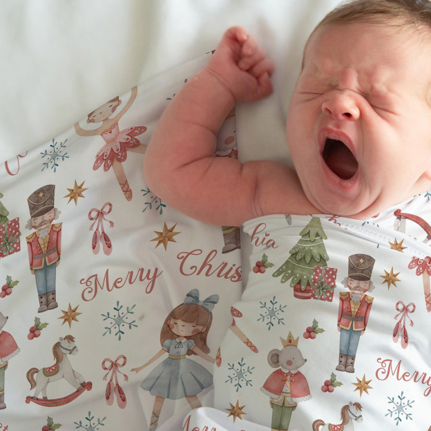 Personalized Nutcracker Christmas Flannel Blanket Beepumpkin