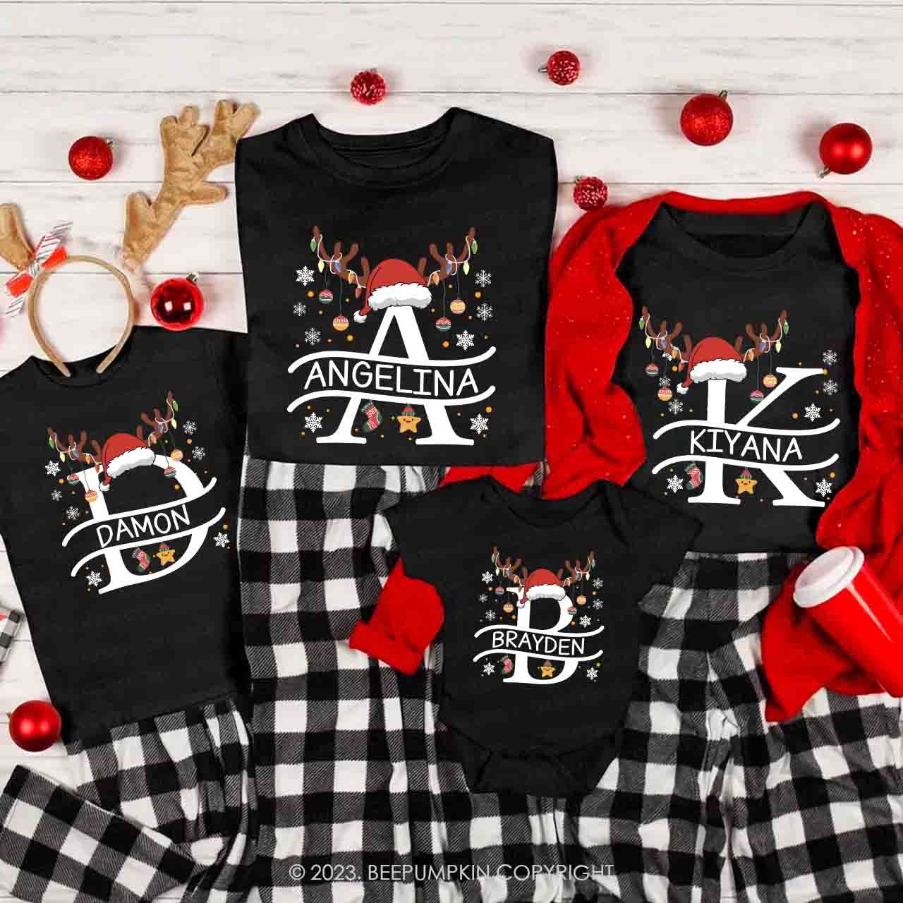 Personalized Christmas Elk Family Matching Shirts Beepumpkin