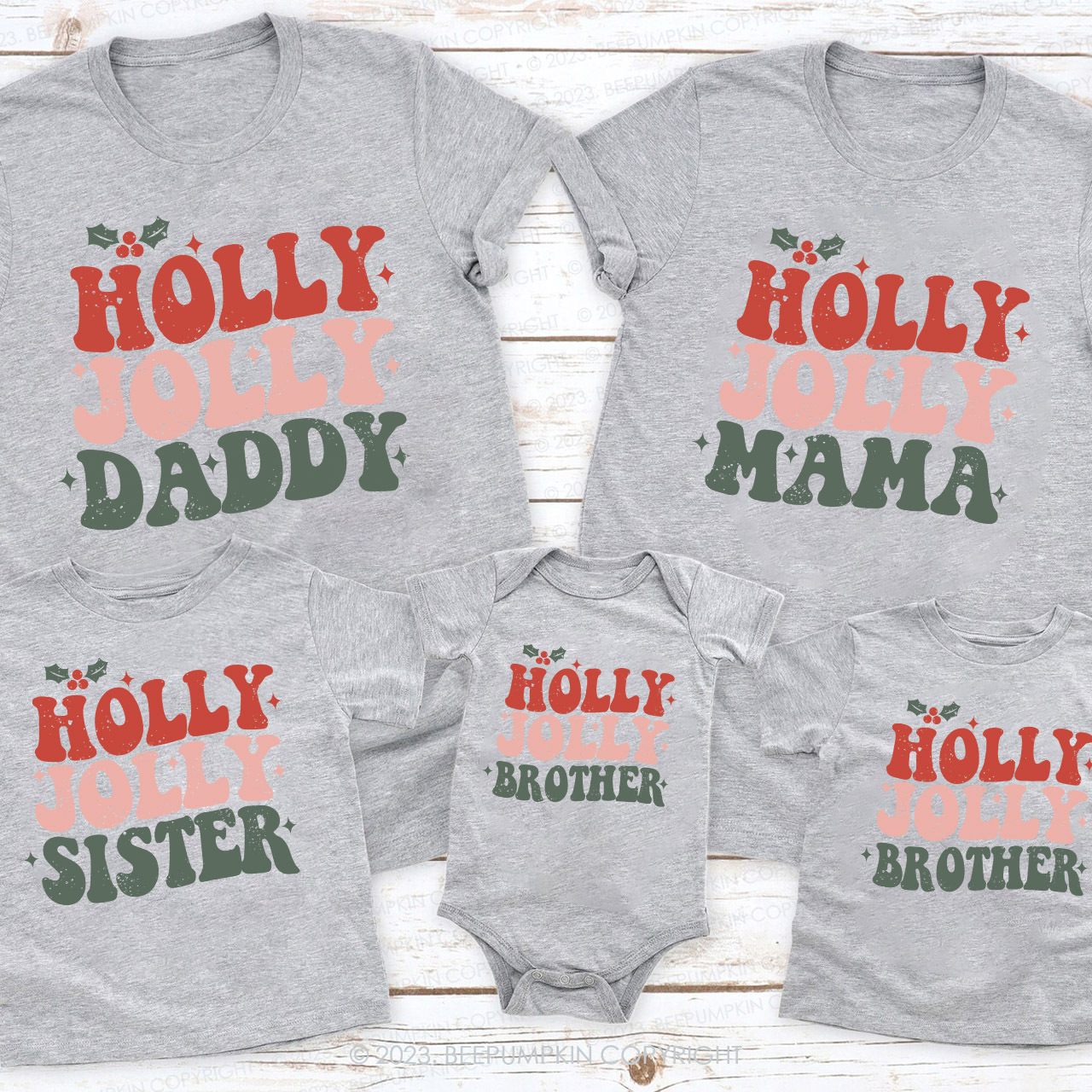 Christmas Hello Jolly Family Matching Shirts Beepumpkin