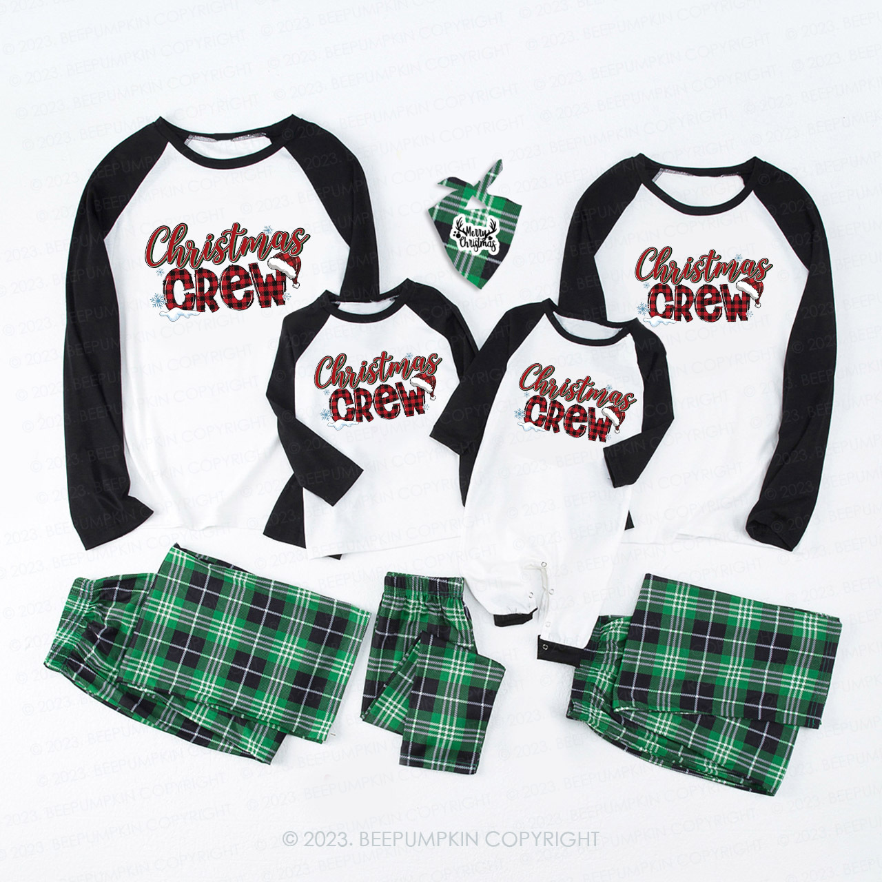 Christmas Crew Plaid Merry Christmas Matching  Pajamas Beepumpkin