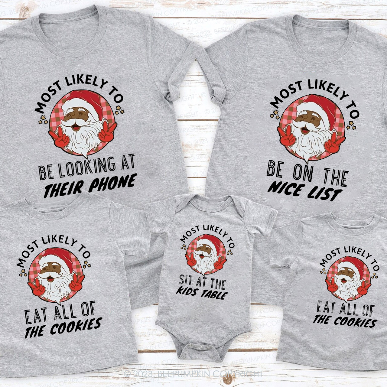 Black Santa Plaid Christmas Holiday Family Shirts Beepumpkin