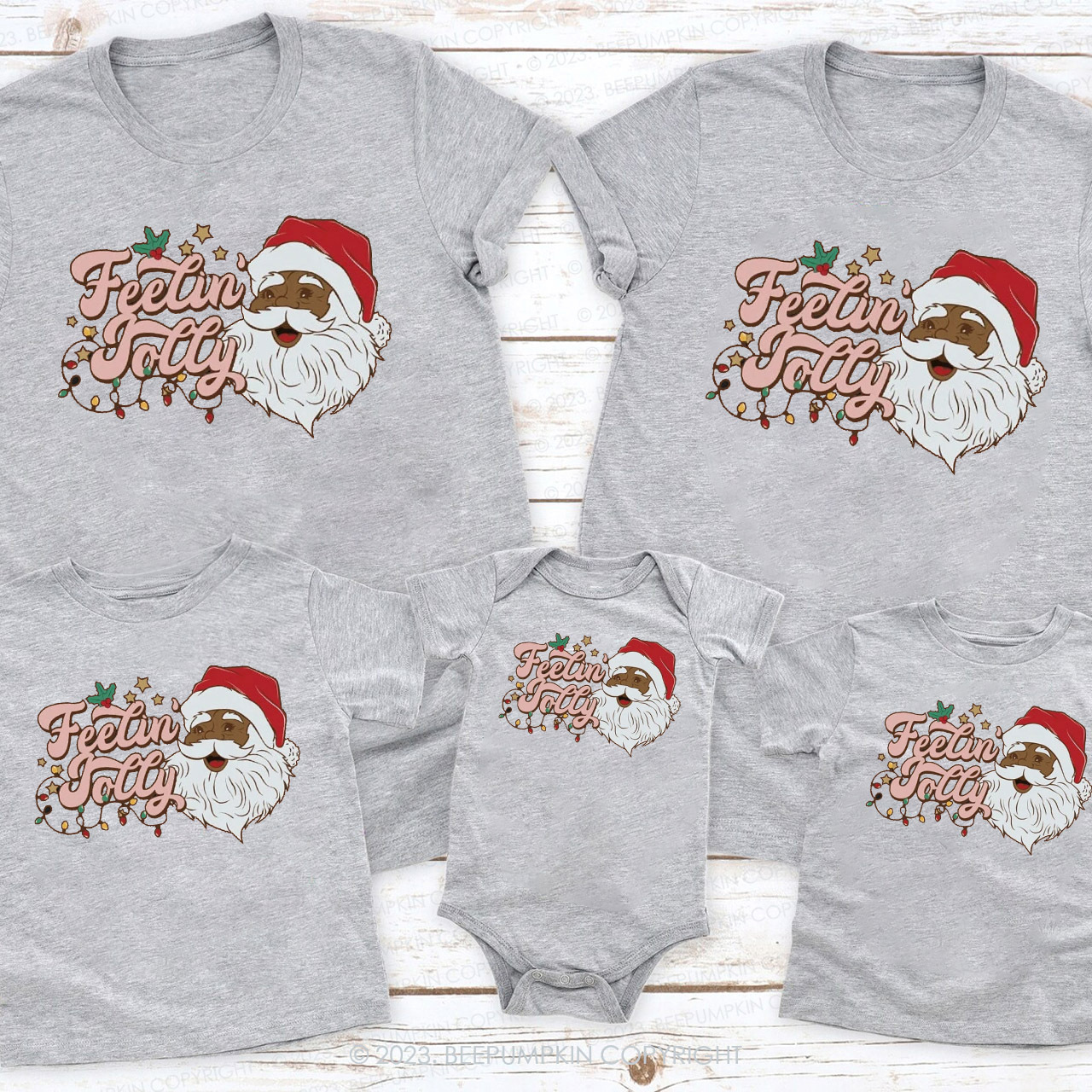 Retro Santa Feeling Jolly Family Matching Christmas Shirts Beepumpkin