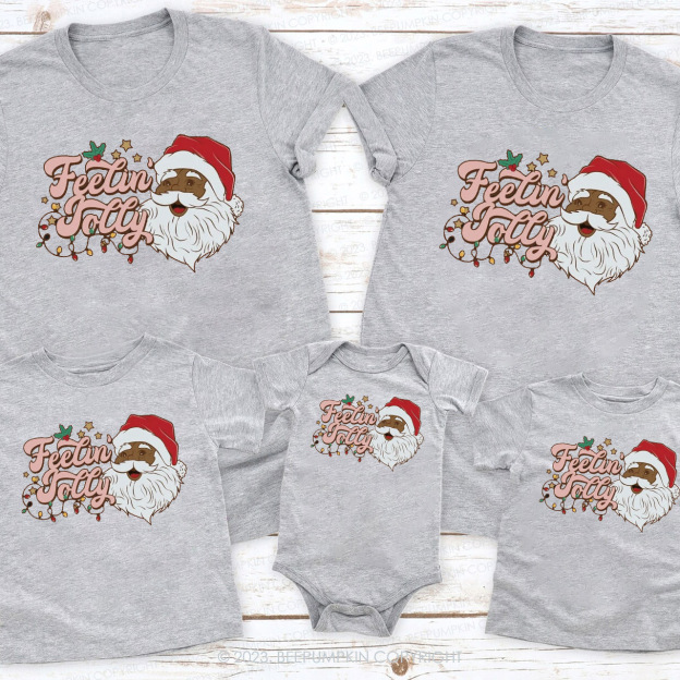 Retro Santa Feeling Jolly Family Matching Christmas Shirts Beepumpkin