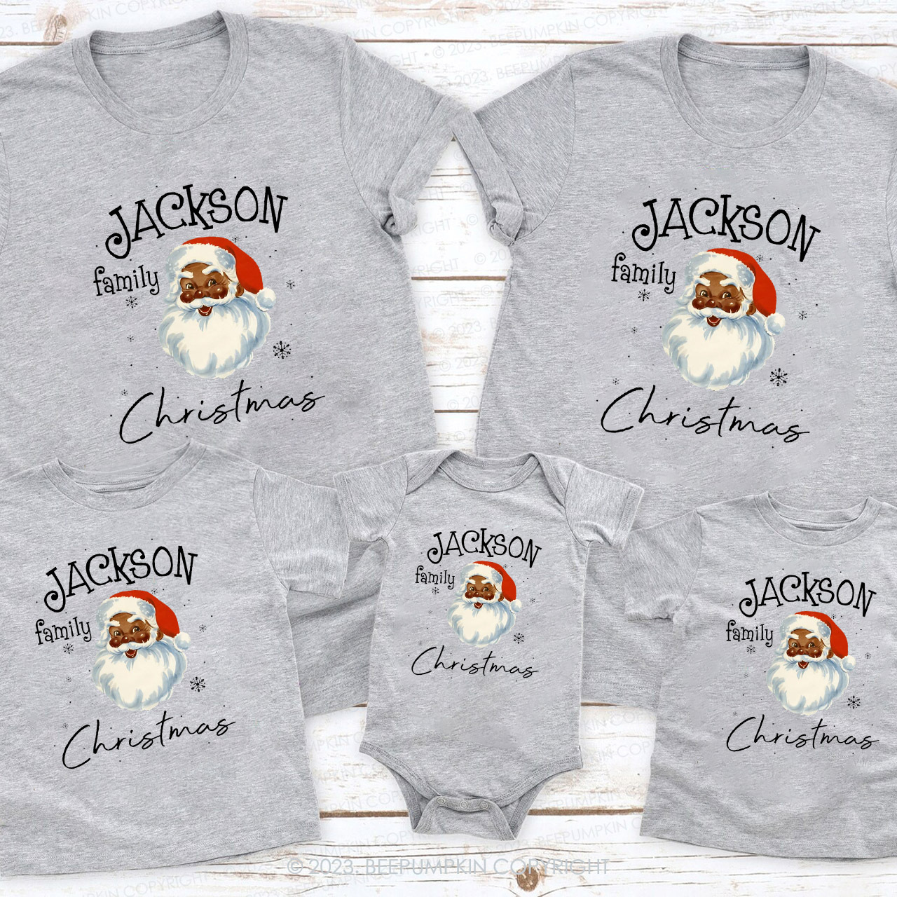 Custom Family Name Santa Holiday Tees Beepumpkin