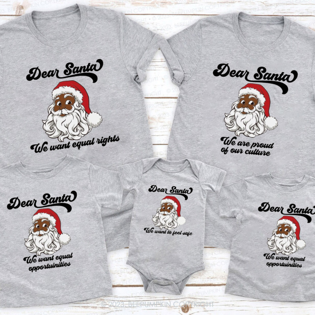 Personalized Dear Santa Black Family Christmas Shirts Beepumpkin