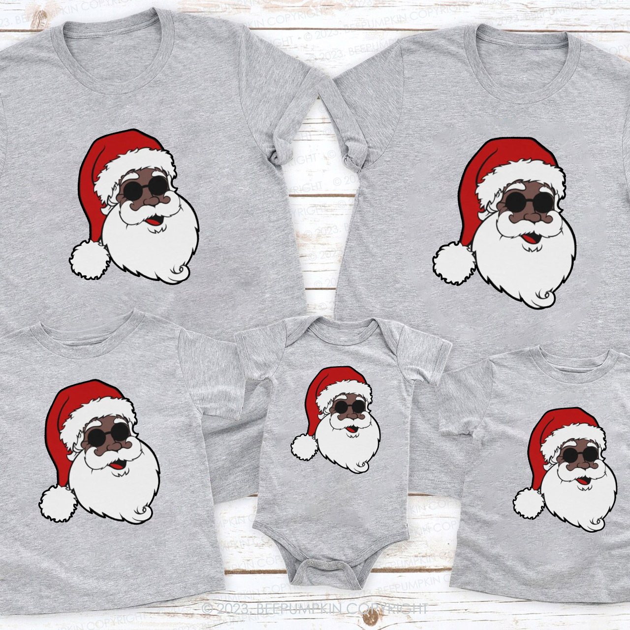Black Santa With Black Sunglasses Family Christmas Shirts Beepumpkin