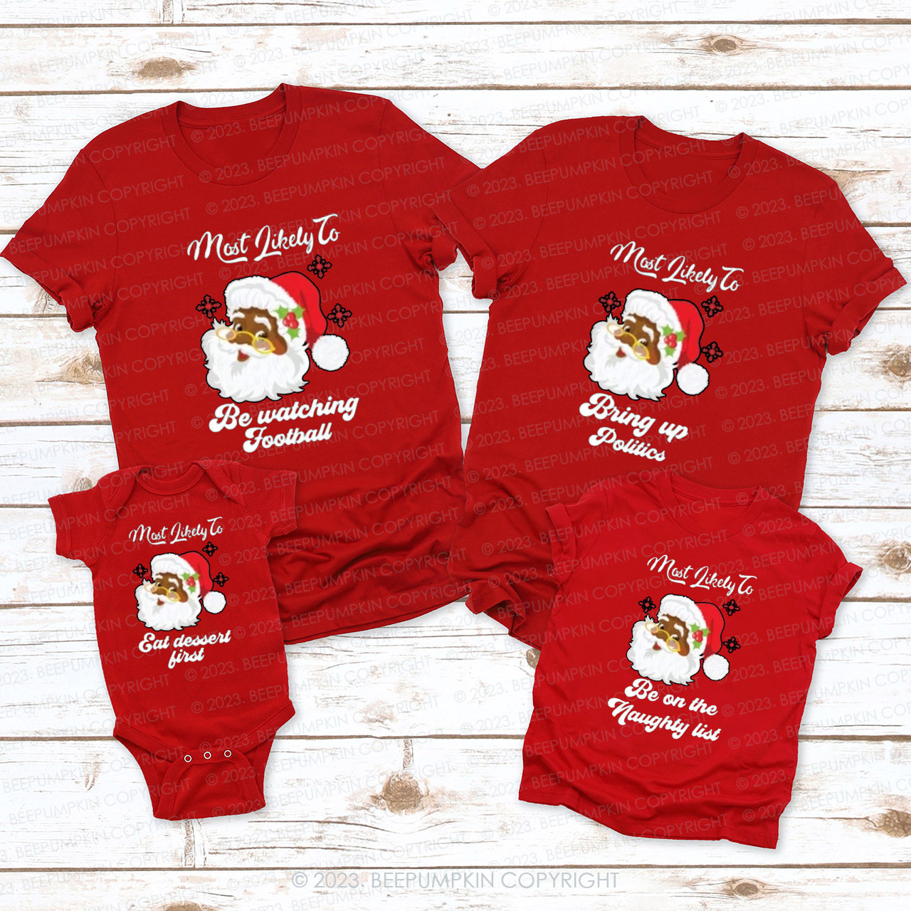 Personalized Cute Santa Family Christmas Shirts Beepumpkin