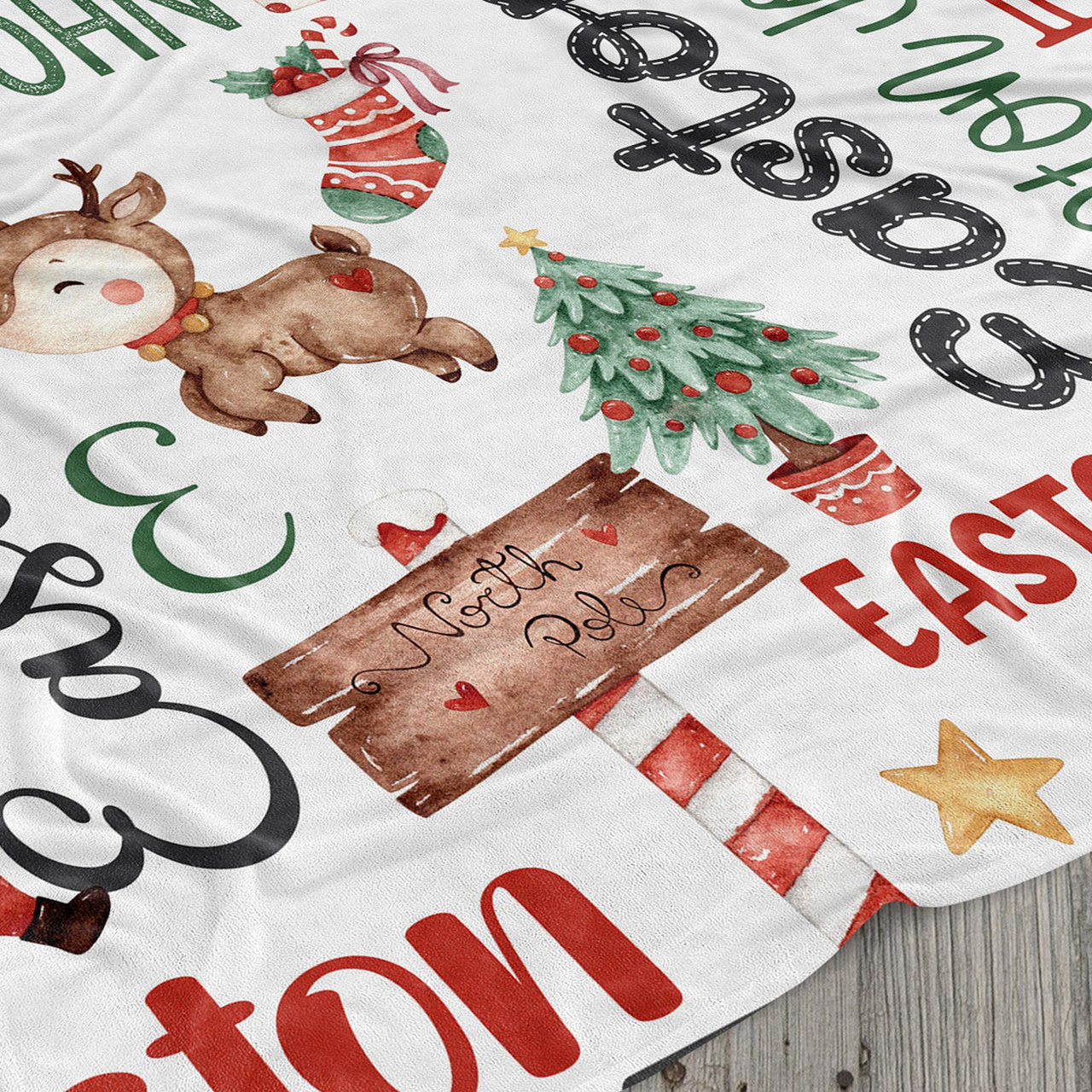Personalized Christmas Santa Reindeer Snowman Blanket Beepumpkin
