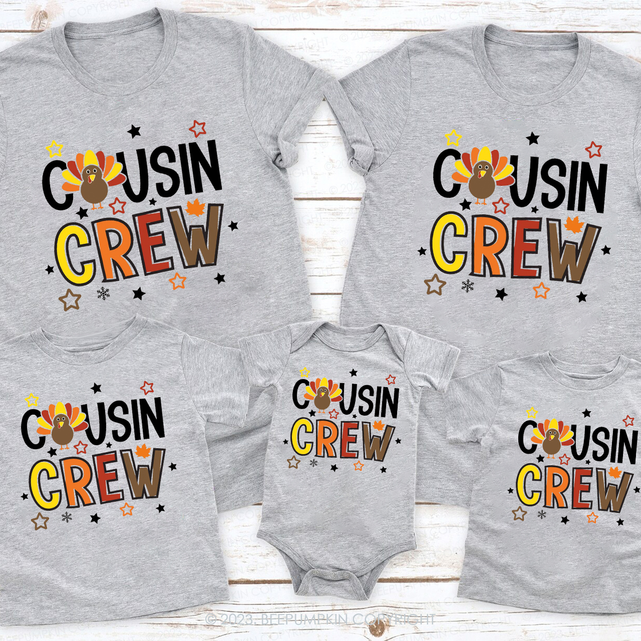 Family Thanksgiving Cousin Crew Matching Shirts Beepumpkin