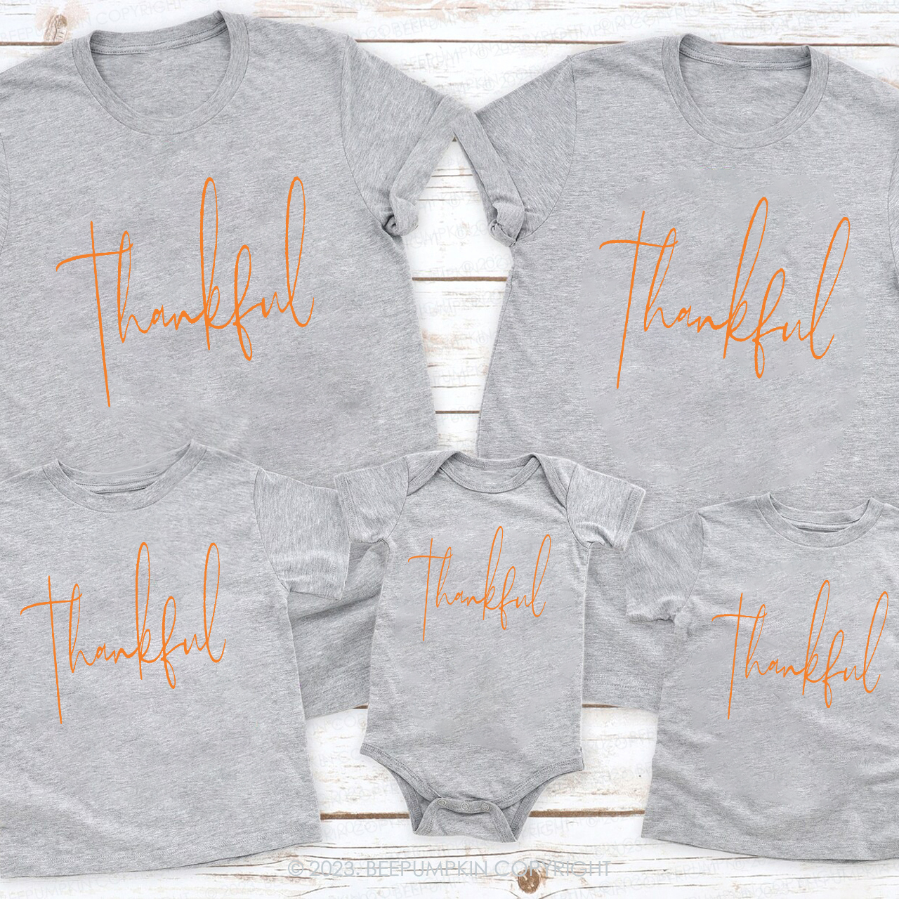 Cute Fall Thankful Thanksgiving Matching Shirts Beepumpkin