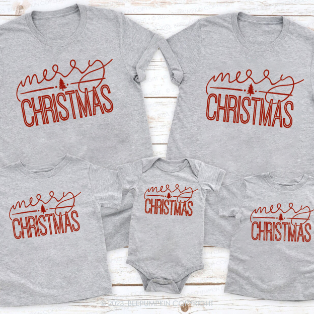 Christmas Simple Drawing T-Shirt For Family Beepumpkin