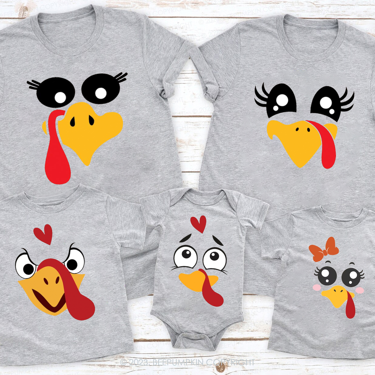 Turkey Face Fall Matching Family Shirts Beepumpkin