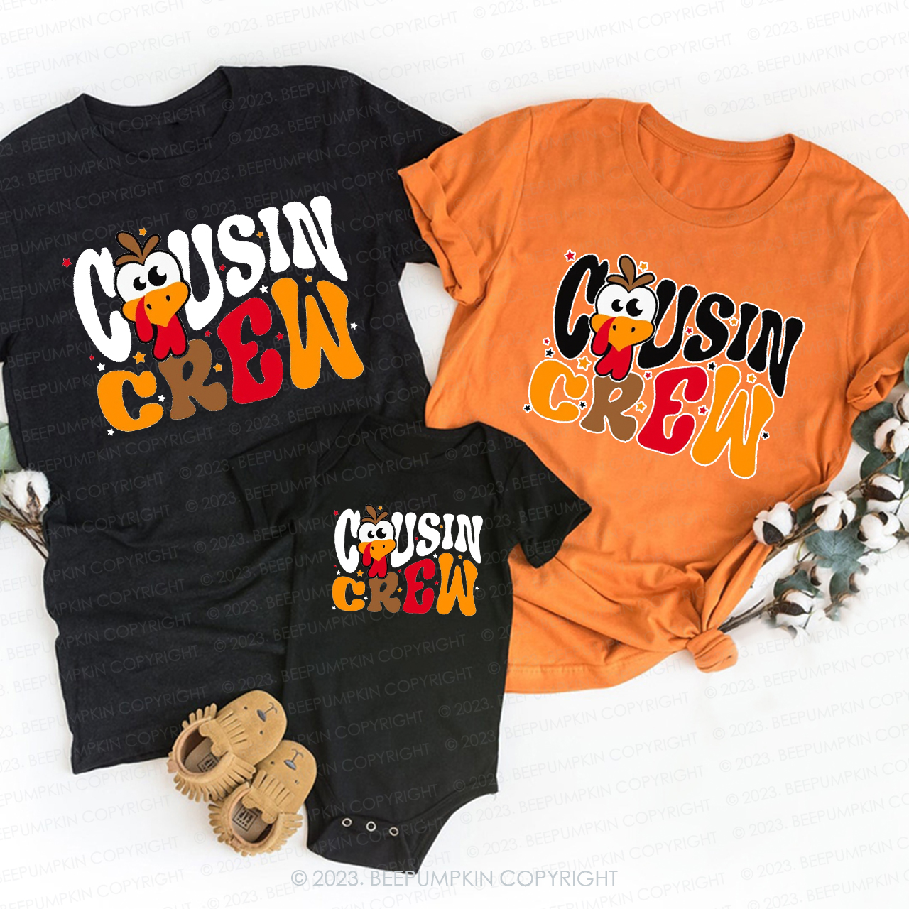 Cousin Crew Thanksgiving Matching Family Shirts Beepumpkin