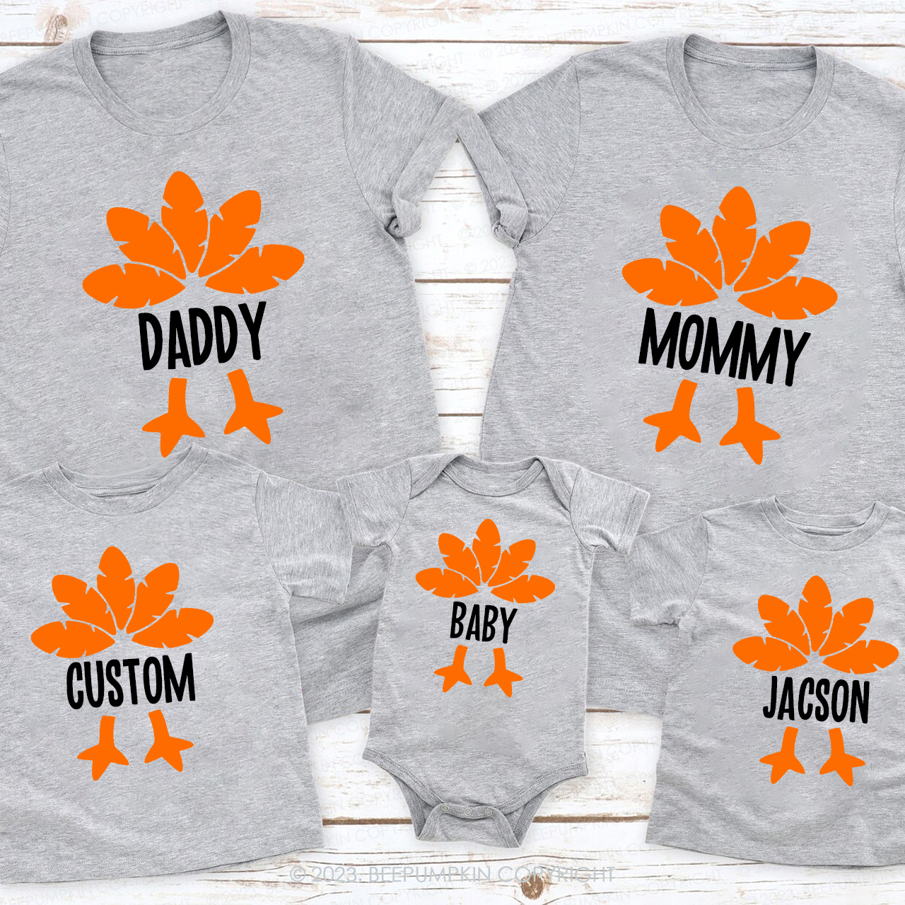Turkey FamilyThanksgiving Dinner Matching Family Shirts Beepumpkin