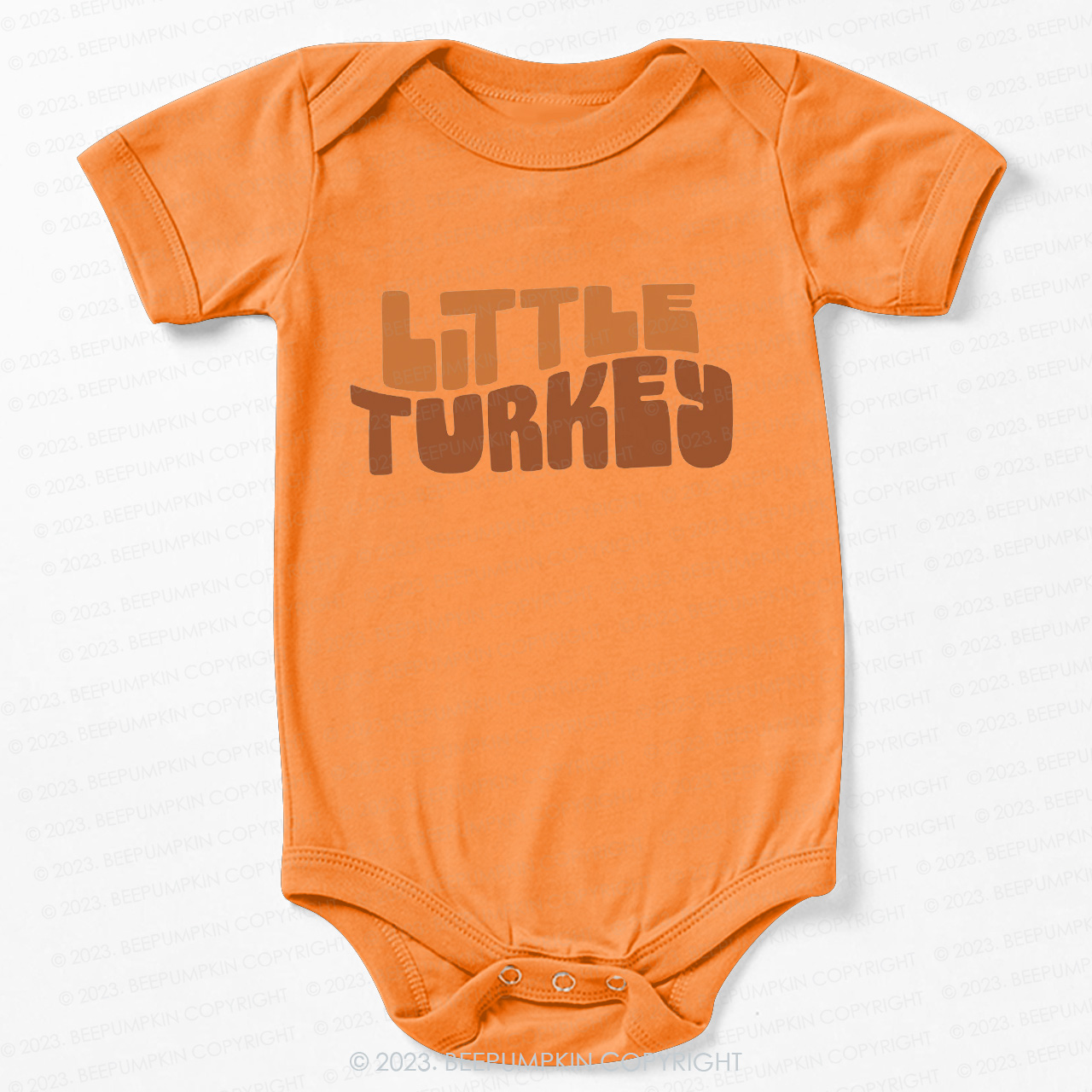 Fall Natural Little Turkey Thanksgiving Bodysuit For Baby Beepumpkin