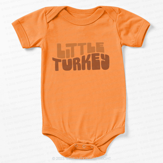 Fall Natural Little Turkey Thanksgiving Bodysuit For Baby Beepumpkin