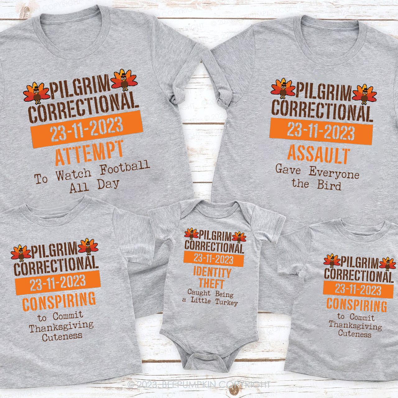 Pilgrim Correctional Matching Family Thanksgiving Shirts Beepumpkin