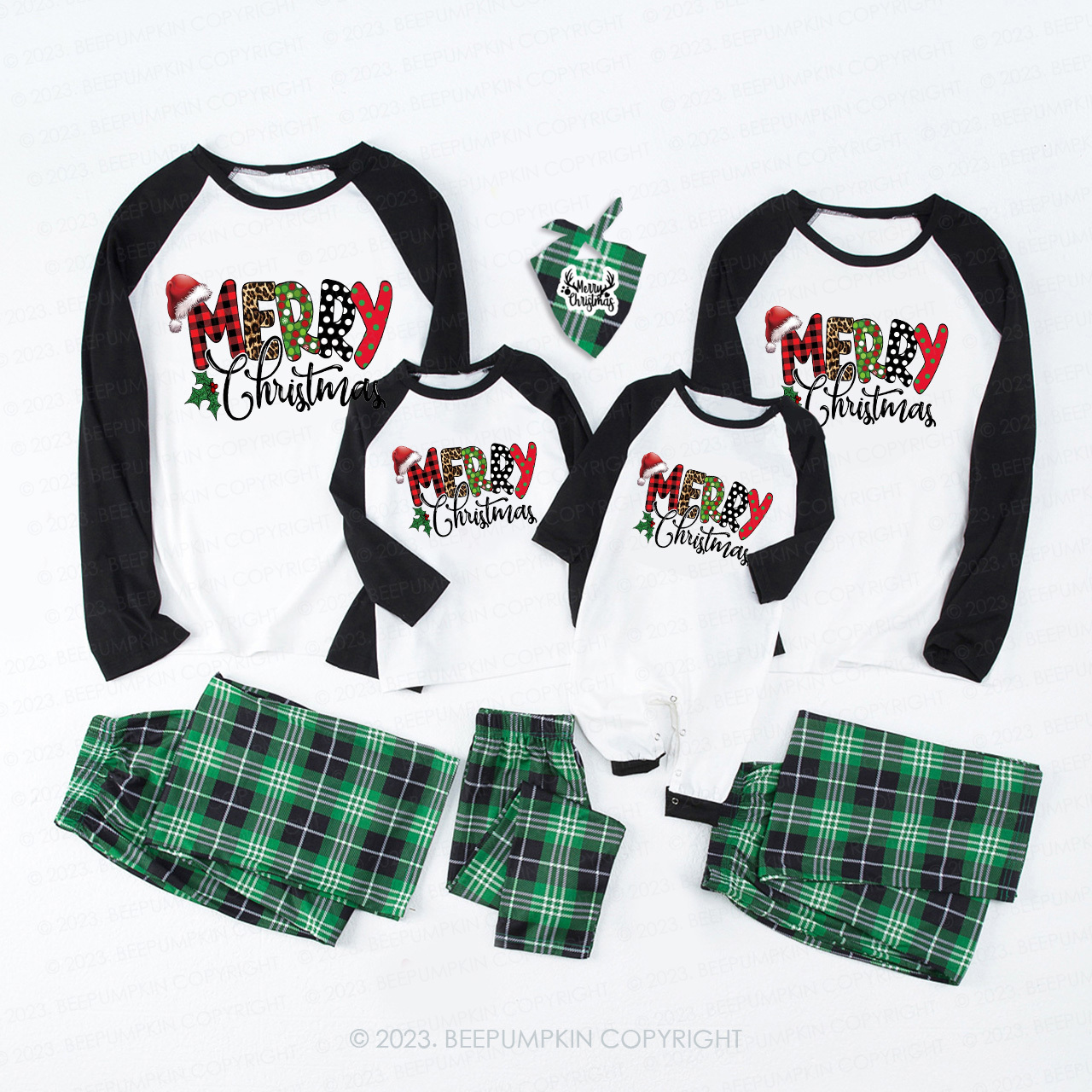 Merry Christmas Buffalo Plaid Love Pajamas For Family Beepumpkin