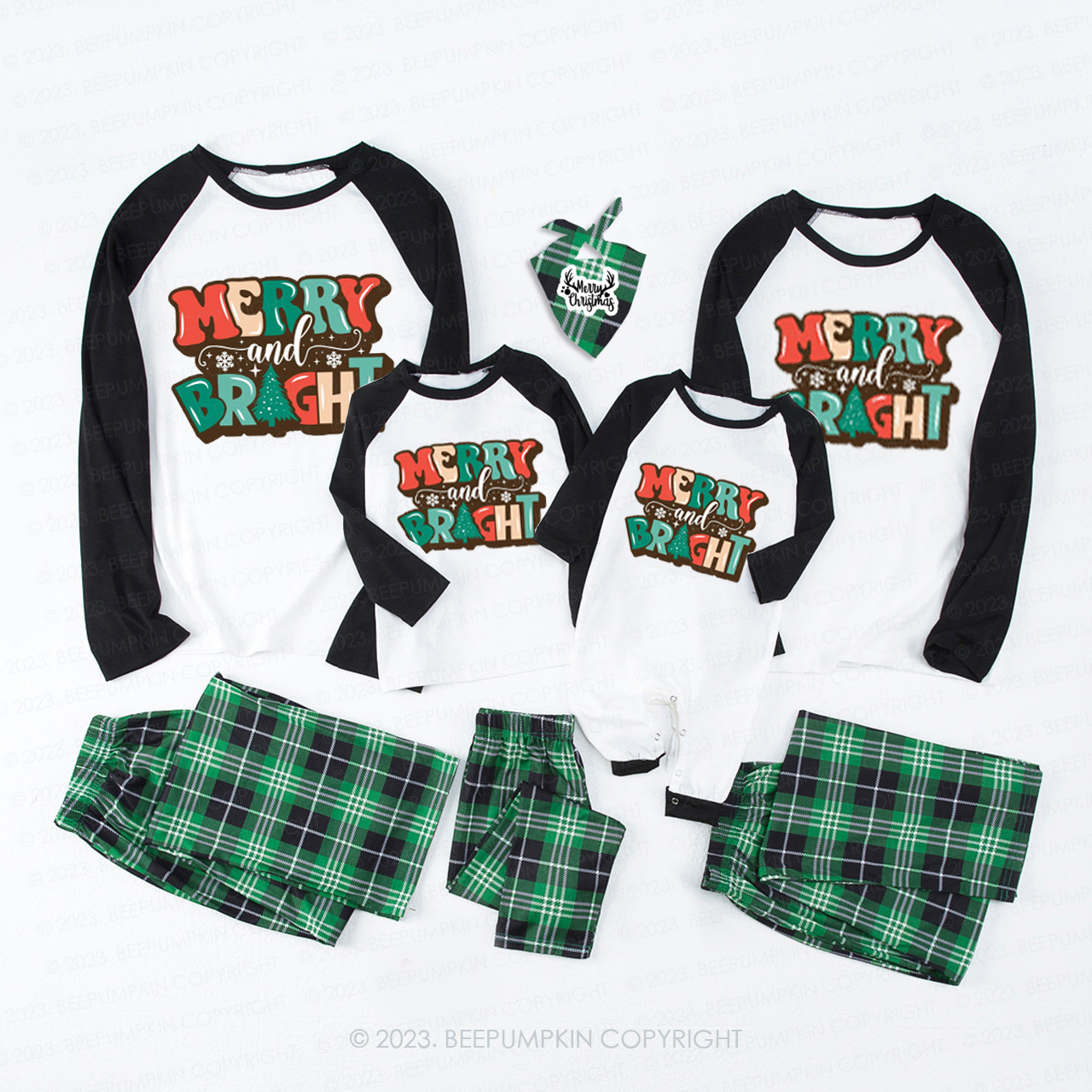 Happy Christmas Merry And Bright Matching Pajamas For Family Beepumpkin