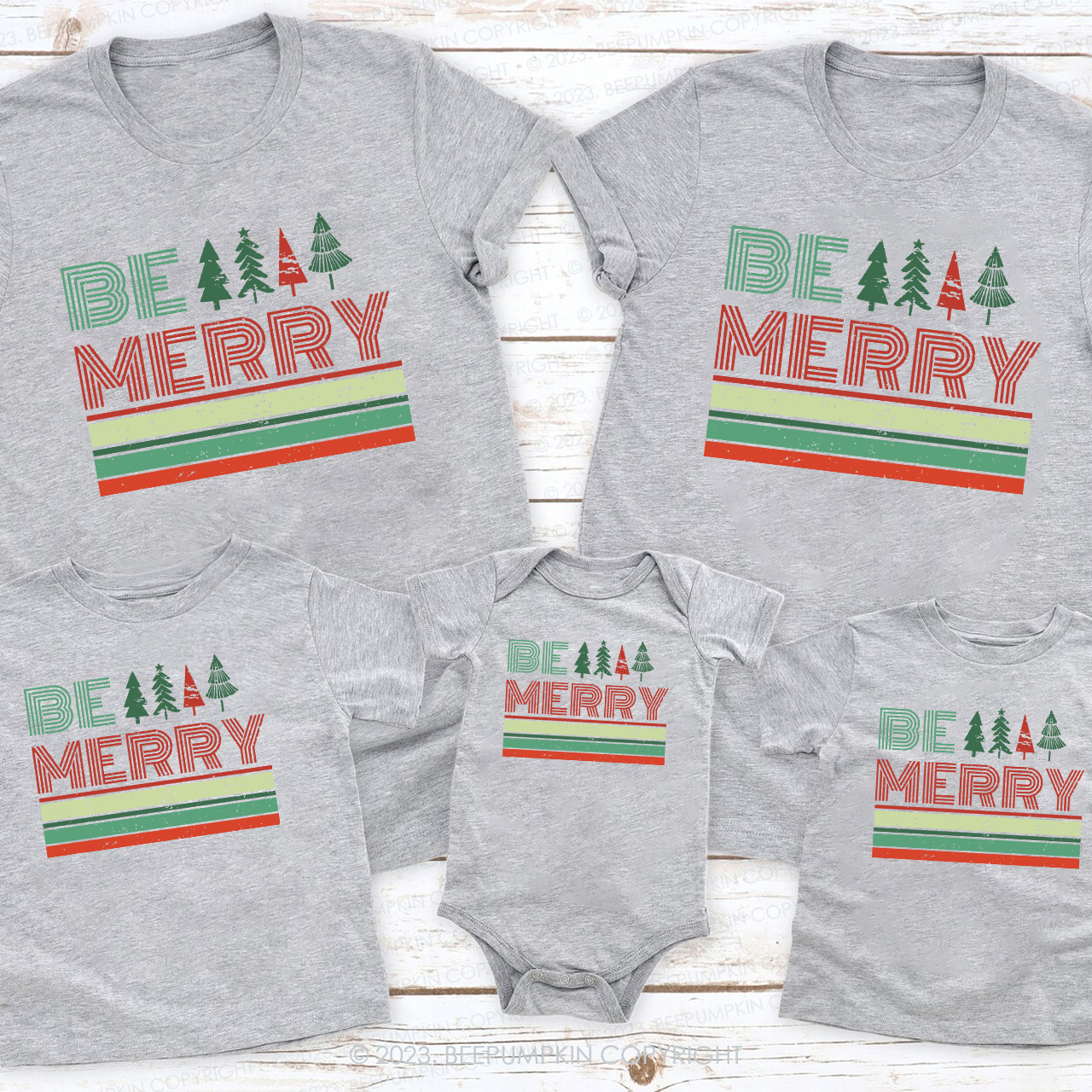Vintage Be Merry Holiday Shirt For Family Beepumpkin