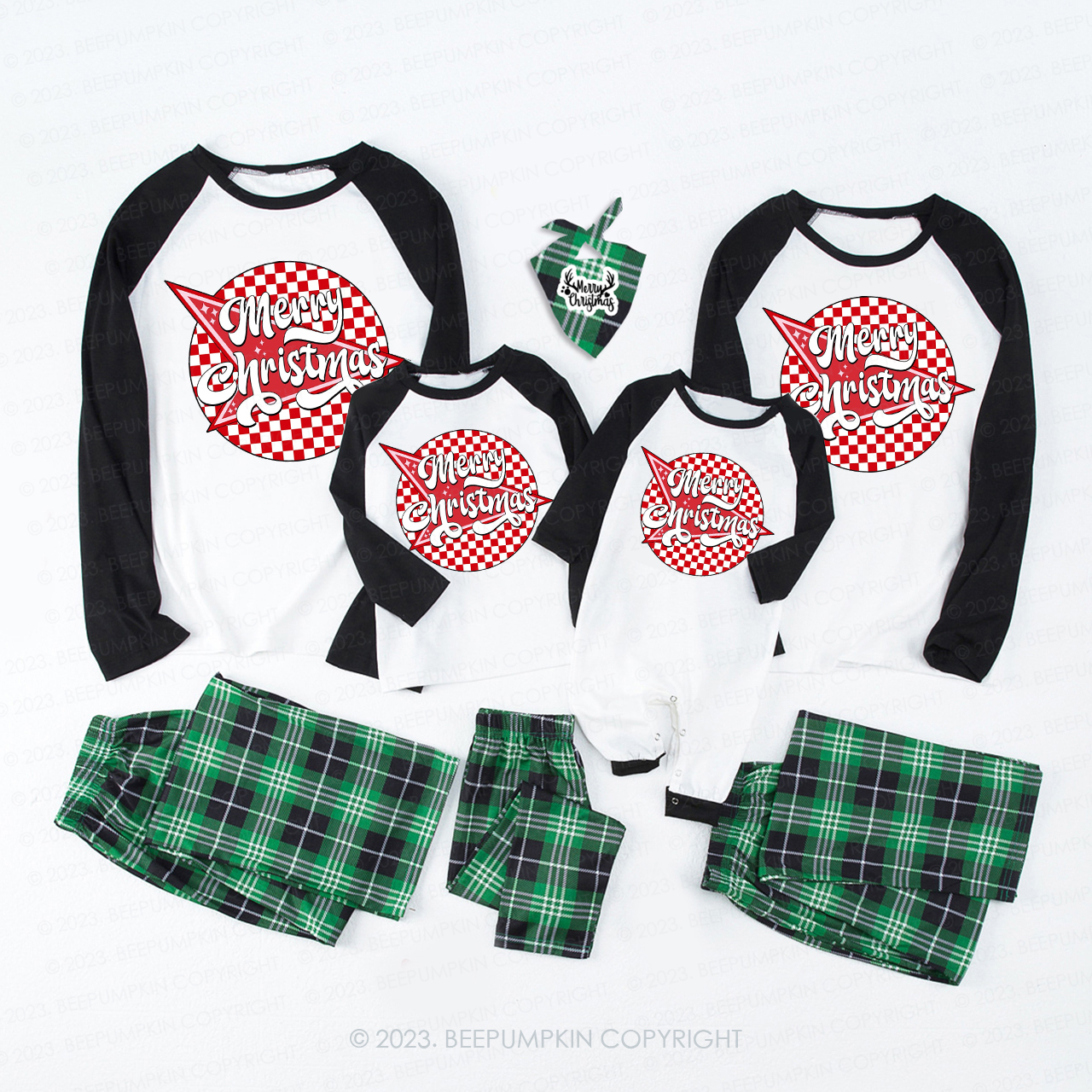 Retro Merry Christmas Matching Pajamas For Family Beepumpkin